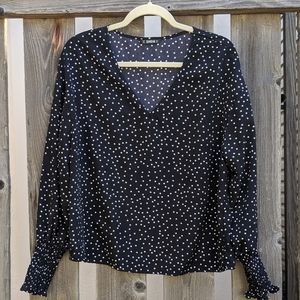 Woman's Large Polka Dot Long Sleeve Blouse